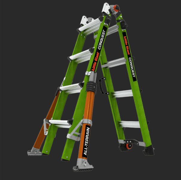 This multi-functional combination ladder can be used as a standing ladder.