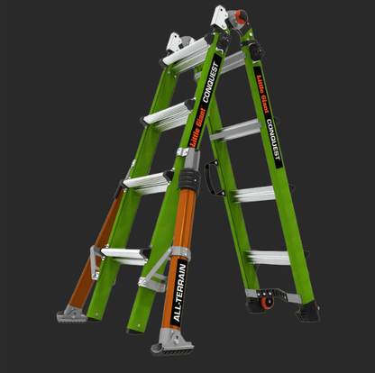 This multi-functional combination ladder can be used as a standing ladder.