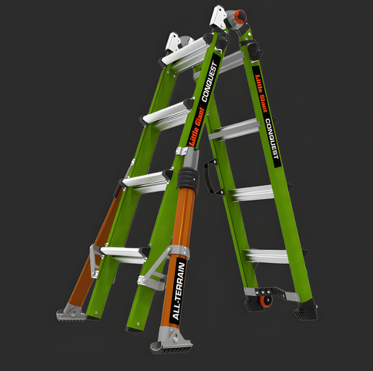 This multi-functional combination ladder can be used as a standing ladder.