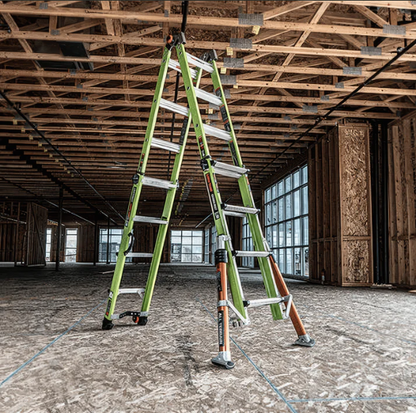 This multi-functional combination ladder can be used as a standing ladder.