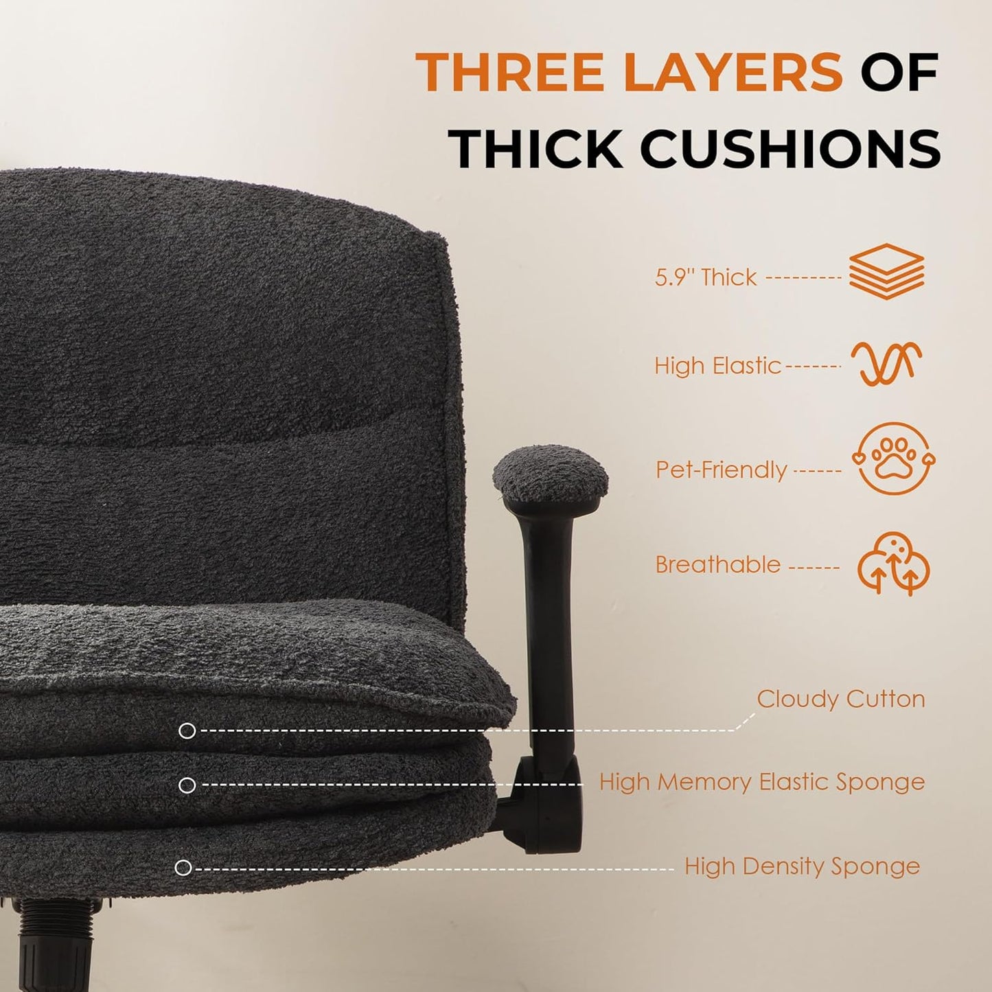 Criss Cross Chair with Adjustable Flip-up Arms and Wheels