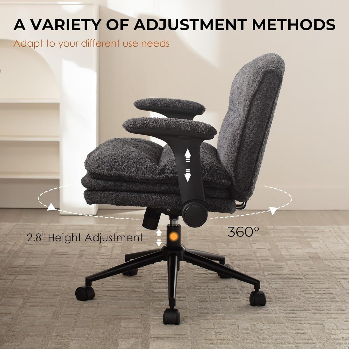 Criss Cross Chair with Adjustable Flip-up Arms and Wheels