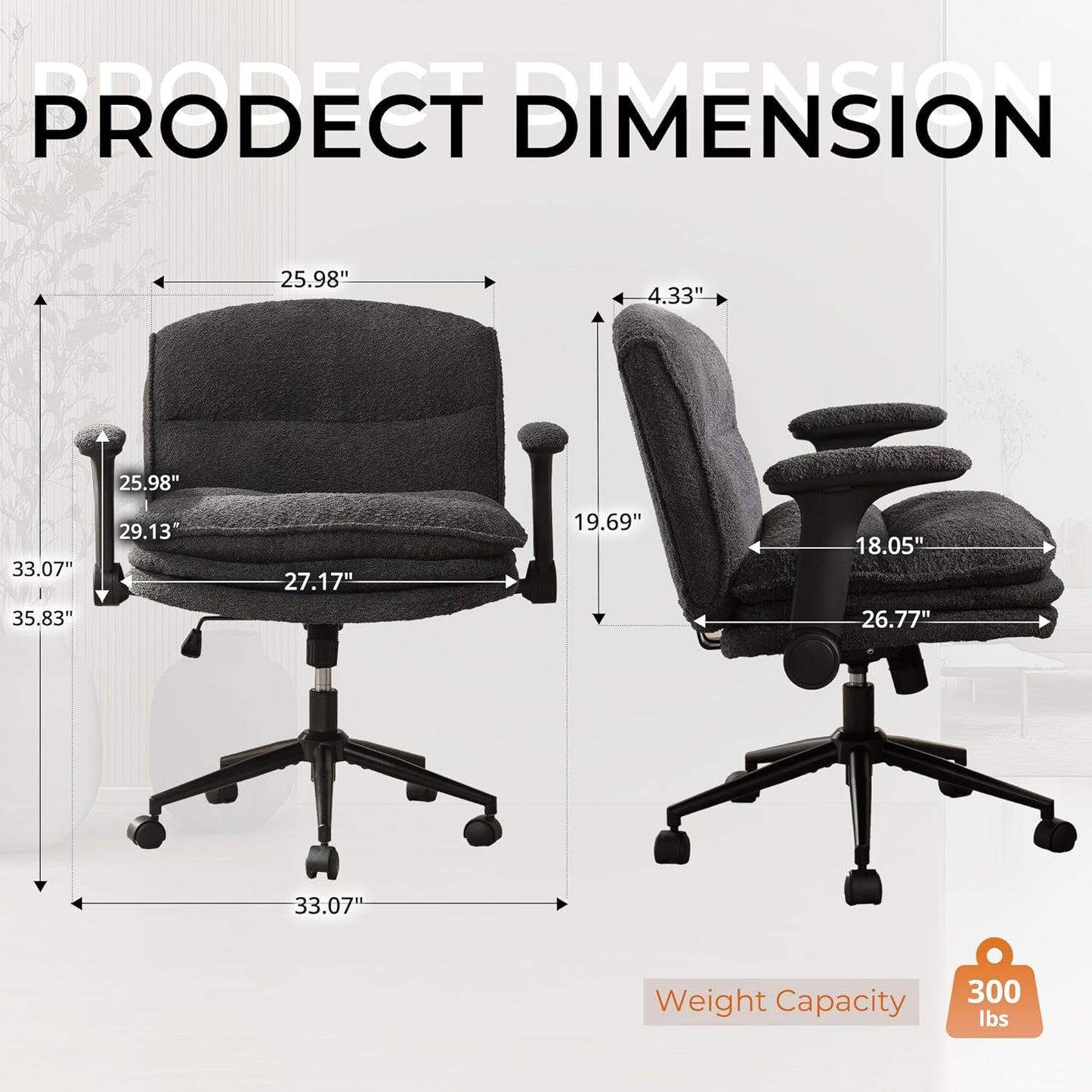 Criss Cross Chair with Adjustable Flip-up Arms and Wheels