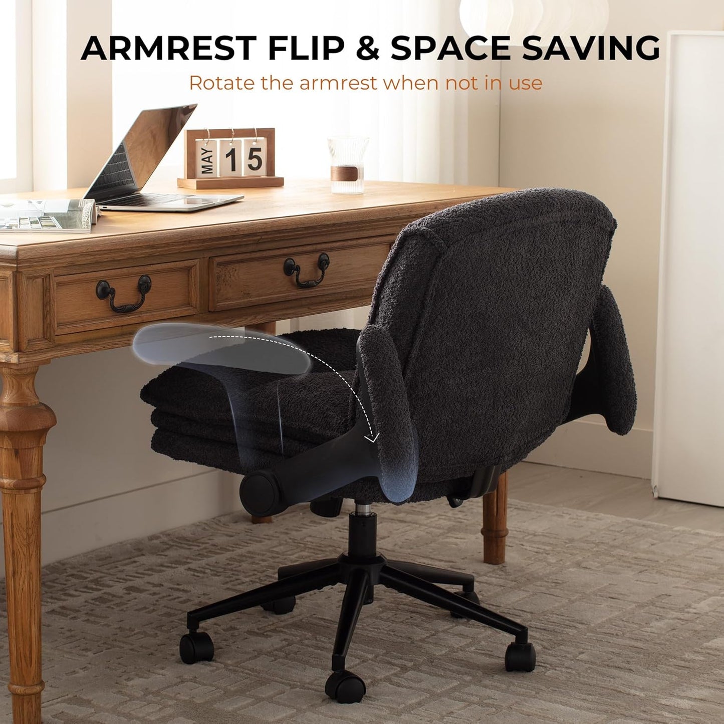 Criss Cross Chair with Adjustable Flip-up Arms and Wheels