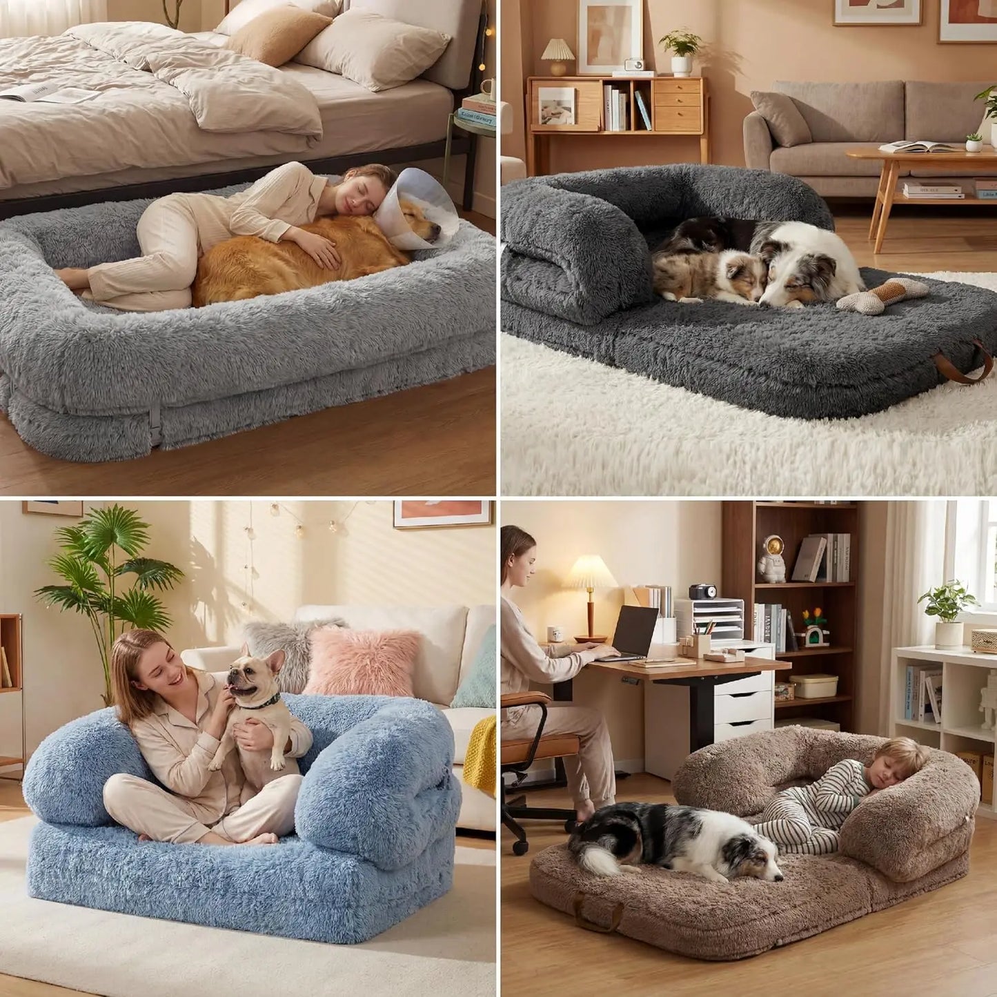 3-in-1 Flexible Oversized Dog Bed for Adults