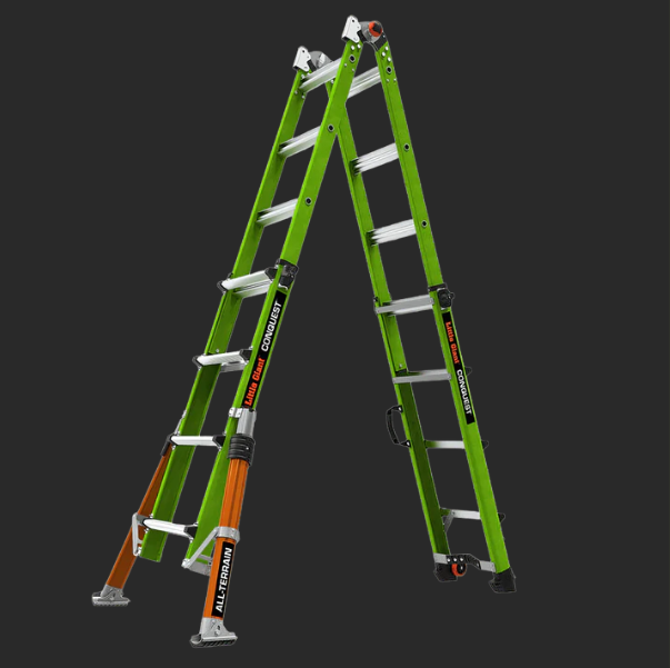 This multi-functional combination ladder can be used as a standing ladder.